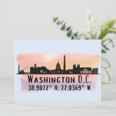Washington DC Skyline Latitude und Längengrad Karte (Stehend Vorderseite)
