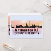 Washington DC Skyline Latitude und Längengrad Karte (Vorderseite/Rückseite Beispiel)