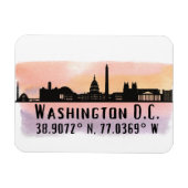 Washington DC Skyline Latitude und Längengrad Magnet (Horizontal)