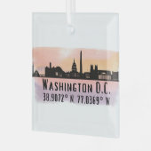Washington DC Skyline Latitude und Längengrad Ornament Aus Glas (Vorderseite links)