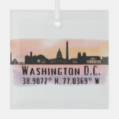 Washington DC Skyline Latitude und Längengrad Ornament Aus Glas (Vorderseite)