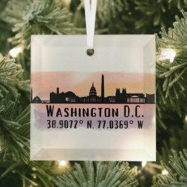 Washington DC Skyline Latitude und Längengrad Ornament Aus Glas