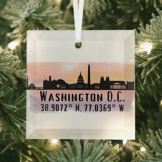 Washington DC Skyline Latitude und Längengrad Ornament Aus Glas (Insitu)