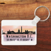 Washington DC Skyline Latitude und Längengrad Schlüsselanhänger (Vorderseite)