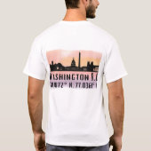 Washington DC Skyline Latitude und Längengrad T-Shirt (Rückseite)