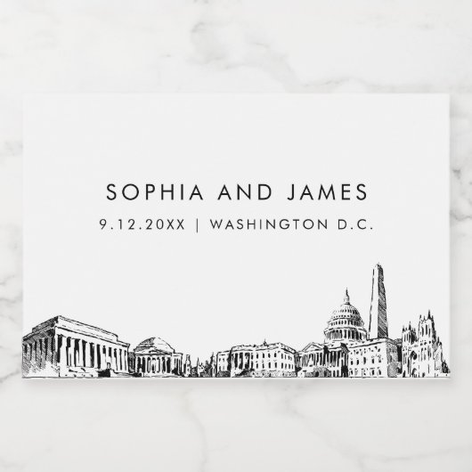 Washington DC Skyline Mini Schaumweinetikett (Einzelnes Label)