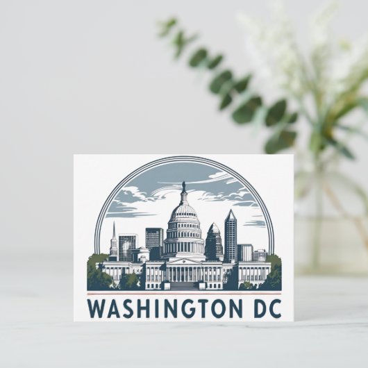 Washington DC Skyline Postkarte (Stehend Vorderseite)
