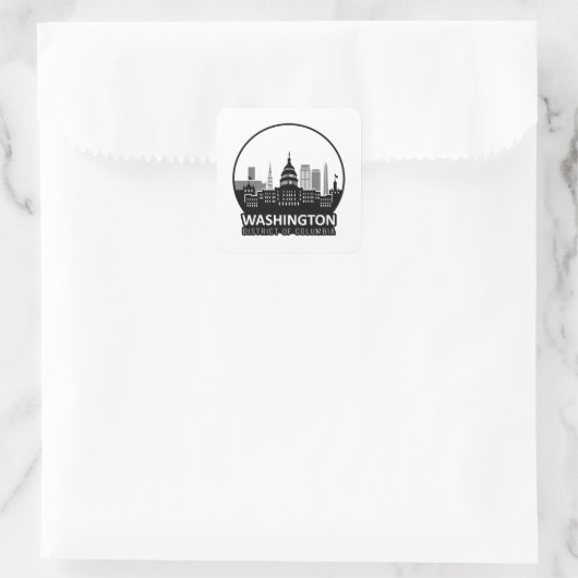 Washington DC Skyline Quadratischer Aufkleber (Tasche)