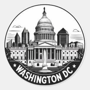 Washington DC Skyline Runder Aufkleber