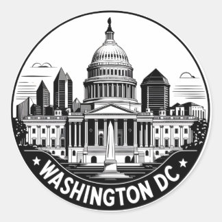Washington DC Skyline Runder Aufkleber