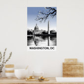 Washington DC Skyline Schwarz Weiß Holzschnitt Poster (Küche)