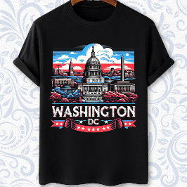 Washington DC Skyline Sehenswürdigkeit art T-Shirt