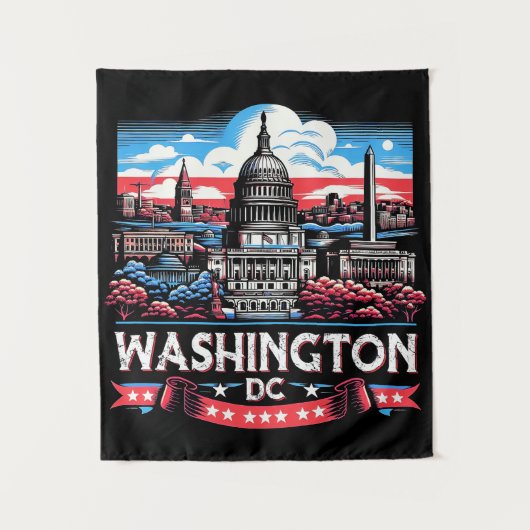 Washington DC Skyline Sehenswürdigkeit art Wandteppich (Vorderseite)