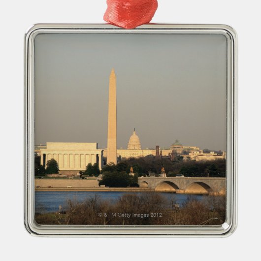 Washington DC-Skyline Silbernes Ornament (Vorne)