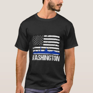 Washington Dc Skyline störte amerikanische Flagge T-Shirt
