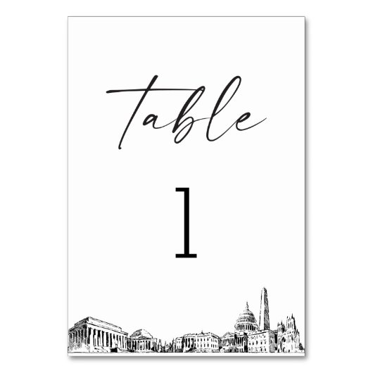 Washington DC Skyline Tischnummer 3.5x5 Card (Rückseite)