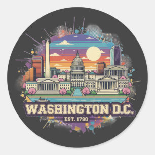 Washington DC Skyline   USA Hauptstadt City Pride Runder Aufkleber