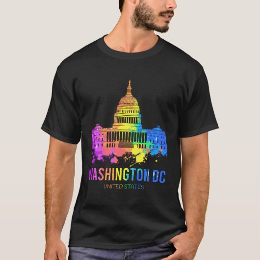 Washington Dc Skyline Watercolor Souvenirs Geschen T-Shirt (Vorderseite)