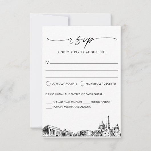 Washington DC Skyline Wedding RSVP Response Card (Vorderseite)