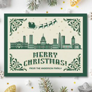Washington, DC Skyline Weihnachtsfeiertag Postcard Feiertagspostkarte
