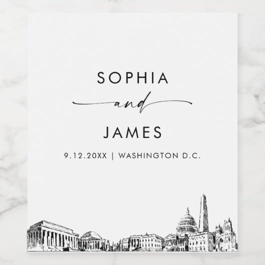 Washington DC Skyline Weinetikett (Einzelnes Label)