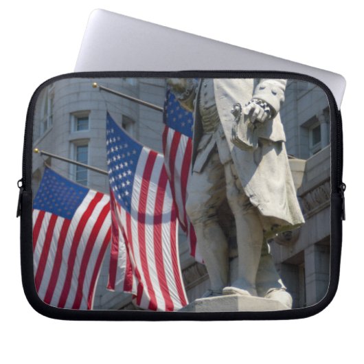 Washington, DC, Statue von Benjamin Franklin Laptopschutzhülle (Vorderseite)