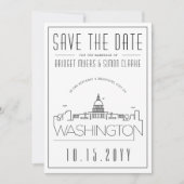 Washington DC | Stilisierte Skyline Save the Date Einladung (Vorderseite)