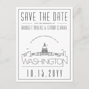Washington DC   Stilisierte Skyline Save the Date Postkarte
