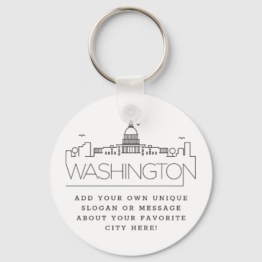 Washington DC Stylized Skyline | Benutzerdefiniert Schlüsselanhänger (Vorderseite)