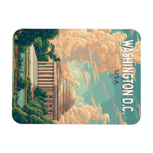 Washington DC Thomas Jefferson Memorial Travel Art Magnet (Horizontal)