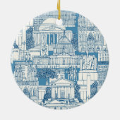 Washington DC Toile Blau Keramik Ornament (Hinten)