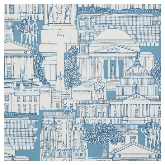 Washington DC Toile blau Stoff (Muster)