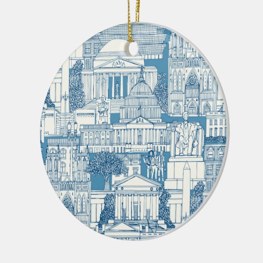 Washington DC toile blue Keramik Ornament (Links)