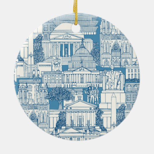 Washington DC toile blue Keramik Ornament (Hinten)