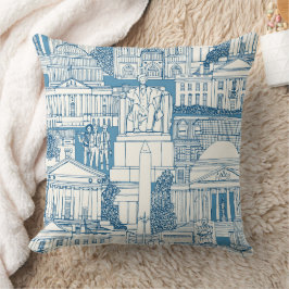 Washington DC toile blue Kissen