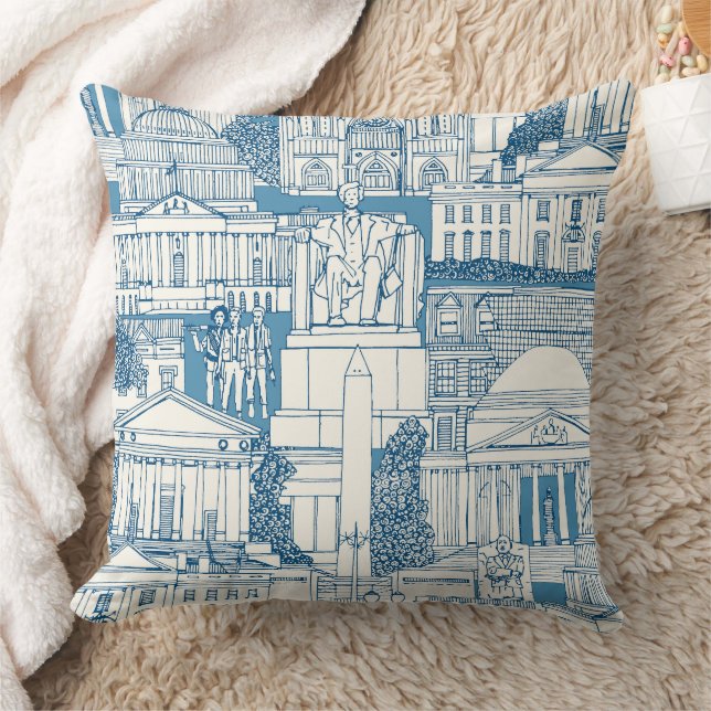 Washington DC toile blue Kissen (Decke)