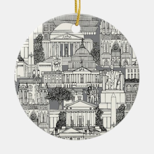 Washington DC Toile grau Keramik Ornament (Vorne)