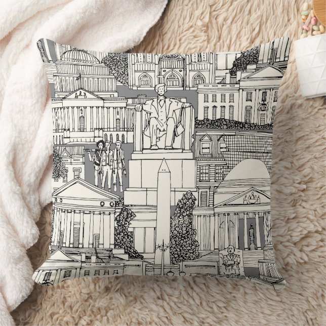 Washington DC Toile grau Kissen (Decke)