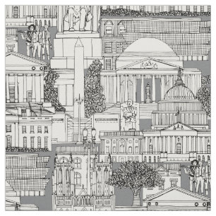 Washington DC Toile grau Stoff