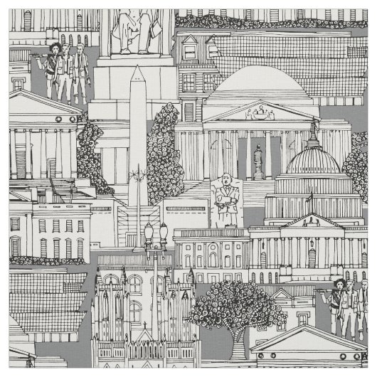 Washington DC Toile grau Stoff (Muster)