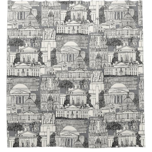 Washington DC toile gray Duschvorhang (Vorderseite)