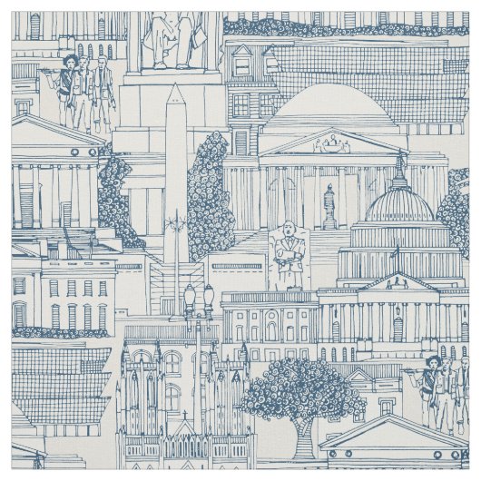 Washington DC Toile Kobalt stark weiß Stoff (Muster)
