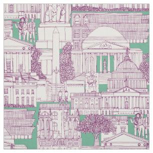 Washington DC Toile lila Pfefferminz Stoff
