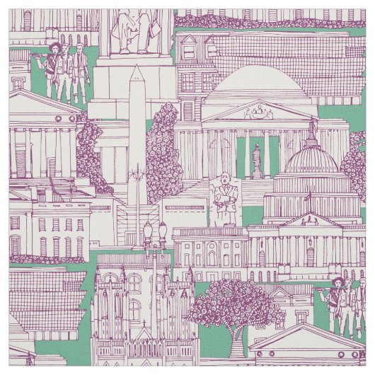 Washington DC Toile lila Pfefferminz Stoff (Muster)