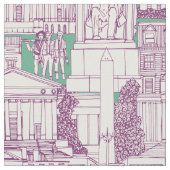 Washington DC Toile lila Pfefferminz Stoff (Nahaufnahme)