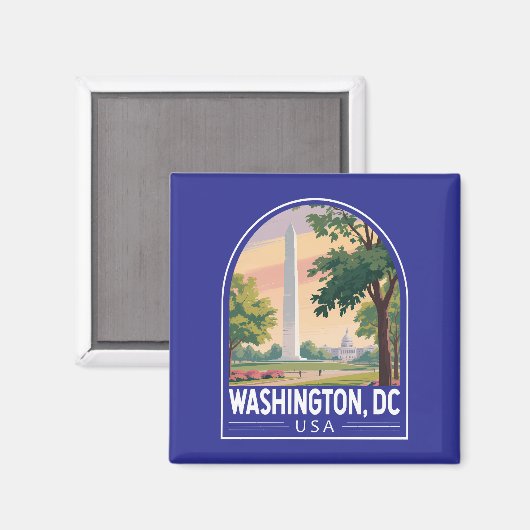 Washington DC Travel Art Emblem Magnet (Vorderseite/Rückseite)