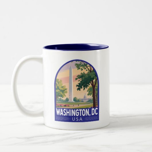 Washington DC Travel Art Emblem Zweifarbige Tasse (Links)