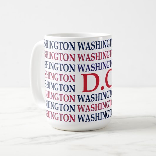 Washington DC Typografie Kaffeetasse (Vorderseite Links)