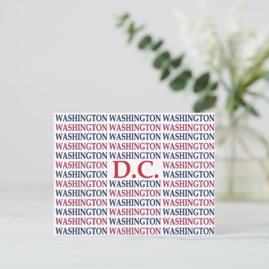 Washington DC Typografie Postkarte (Stehend Vorderseite)