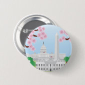 Washington DC und Kirschblüten-Knopf Button (Vorne & Hinten)